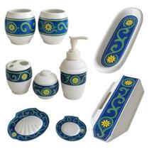 Jogo para Banheiro 9 Peças em Porcelana Espanhola Completo