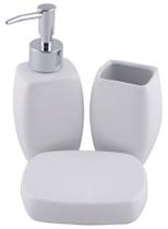 Jogo Para Banheiro Cerâmica 3 Peças Branco - Yazi