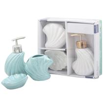 Jogo para banheiro de porcelana ariel pearl colors com 3 pecas na caixa