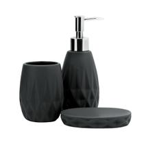 Jogo Para Banheiro Porcelana Metrópole Black 3 Peças - Tuut Jogo Para Banheiro Porcelana Metrópole Black 3 Peças - Tuut