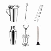 Jogo Para Bar Com Coquetelheira 500ml 6 Peças Aço Inox