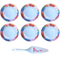 Jogo Para Bolos Tortas Sobremesa 7 Peças Floral Melamina SALDÃO. Jogo Para Bolos Tortas Sobremesa 7 Peças Floral Melamina SALDÃO.