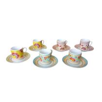 Jogo para Café com 6 Xícaras e Pires 70ml Porcelana Composée.