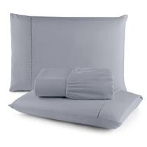 Jogo Para Cama Lençol Casal 3 Peças 400 Fios Luxuoso Micropercal Ponto Palito