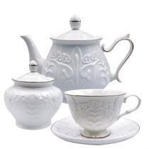 Jogo para Chá 14pç Scarlet Porcelana New Bone China Branco e Dourado L'Hermitage