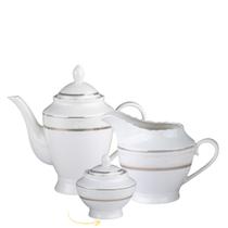 Jogo para Chá 3pç Porcelana New Bone Trèsor Filete Ouro Jogo para Chá 3pç Porcelana New Bone Trèsor Filete Ouro