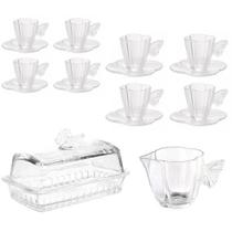 Jogo Para Chá / Café 18 Peças Modelo Butterfly Vidro Wolff
