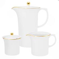 Jogo para Chá Sofia Porcelana Branca com Fio Dourado 3pç Oxford
