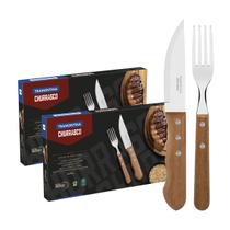 Jogo Para Churrasco 24 Peças C/ Cabos de Madeira Aço Inox Tramontina Jumbo Jogo Para Churrasco 24 Peças C/ Cabos de Madeira Aço Inox Tramontina Jumbo