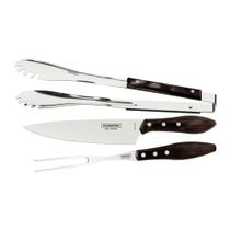 Jogo para Churrasco 3 Peças em Aço Inox com Cabo Castanho Polywood Tramontina 21198/961