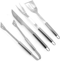 Jogo Para Churrasco Com 4 Peças Em Aço Inox Jogo Para Churrasco Com 4 Peças Em Aço Inox