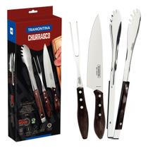 Jogo para Churrasco com Lâminas em Aço Inox com Cabo de Madeira Tramontina