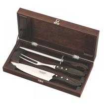 Jogo para Churrasco Inox com Estojo de Madeira 4 Peças Polywood Tabaco Jogo para Churrasco Inox com Estojo de Madeira 4 Peças Polywood Tabaco