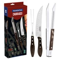 Jogo para Churrasco Tramontina com Lâminas em Aço Inox com Cabo de Madeira Tratada Polywood Castanho 3 Peças Jogo para Churrasco Tramontina com Lâminas em Aço Inox com Cabo de Madeira Tratada Polywood Castanho 3 Peças