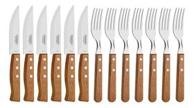 Jogo para Churrasco Tramontina Dynamic 12 Peças em Aço Inox com Cabos de Madeira Natural