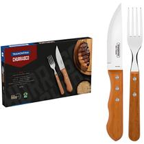 Jogo para churrasco tramontina dynamic com cabo em madeira natural 12 peças