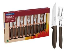 Jogo Para Churrasco Tramontina Inox Plenus 12 Pç Marrom