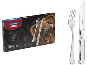 Jogo para Churrasco Tramontina Zurique em Aço Inox Facas Jumbo Fio Serrilhado Alto Brilho 12 Peças 66986635