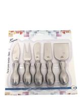 Jogo Para Cortar Queijo Garfo Espátula Faca Inox 5 Pçs