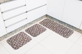 Jogo para cozinha 3 peças passadeira 2 tapetes marrom claro