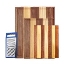 Jogo Para Cozinha Tabuas Madeira 42 35 30cm e Ralador Inox Jogo Para Cozinha Tabuas Madeira 42 35 30cm e Ralador Inox