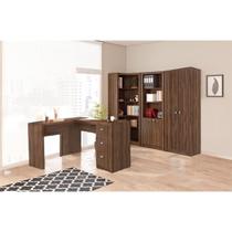 Jogo Para Escritório Completo 4 Peças Nogal Móveis Leartam Jogo Para Escritório Completo 4 Peças Nogal Móveis Leartam