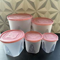 Jogo para mantimentos rosa de plástico 5 peças arroz farinha feijão açúcar café kit mantimentos potes de plastico pote Jogo para mantimentos rosa de plástico 5 peças arroz farinha feijão açúcar café kit mantimentos potes de plastico pote