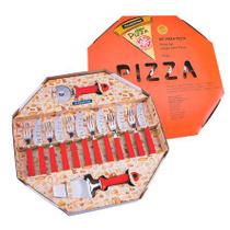 Jogo para pizza de inox vermelho com 14 peças - casaual