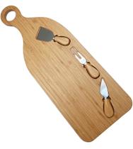 Jogo Para Queijo 56cm comprimento por 20cm Largura Com Tábua De Bambu E 3 Utensilios