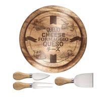 Jogo para Queijo com 4 Peças com Tábua de Decoração Madeira 13290 - Euro - Euro Home Jogo para Queijo com 4 Peças com Tábua de Decoração Madeira 13290 - Euro - Euro Home