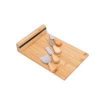 Jogo para Queijo com Tábua e 4 Facas Ecokitchen Bambu 20x30 cm - Mimo Style - BM20401 Jogo para Queijo com Tábua e 4 Facas Ecokitchen Bambu 20x30 cm - Mimo Style - BM20401