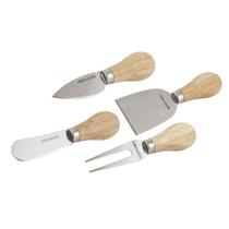 Jogo Para Queijo Inox Com Cabo De Madeira Jogo Para Queijo Inox Com Cabo De Madeira