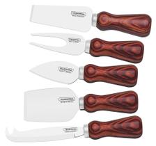 Jogo para Queijo Tramontina Harmoniza Aço Inox Cabos de Madeira Polywood Vermelho 5 Peças Jogo para Queijo Tramontina Harmoniza Aço Inox Cabos de Madeira Polywood Vermelho 5 Peças