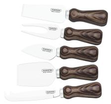 Jogo para Queijo Tramontina Harmoniza em Aço Inox Cabos de Madeira Polywood Castanho 5 Peças Jogo para Queijo Tramontina Harmoniza em Aço Inox Cabos de Madeira Polywood Castanho 5 Peças
