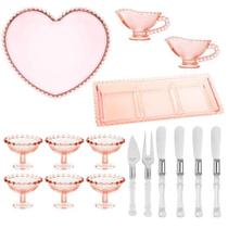Jogo Para Servir Entradas 16 Peças Cristal Rosa Linha Pearl Wolff Jogo Para Servir Entradas 16 Peças Cristal Rosa Linha Pearl Wolff