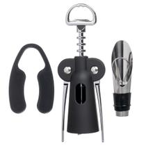 Jogo para vinho com 3 acessórios inox preto -Fracalanza Jogo para vinho com 3 acessórios inox preto -Fracalanza