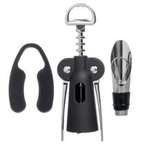 Jogo para vinho com 3 acessórios inox preto -Fracalanza Jogo para vinho com 3 acessórios inox preto -Fracalanza