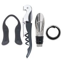 Jogo para vinho com 4 acessórios em inox preto -Fracalanza Jogo para vinho com 4 acessórios em inox preto -Fracalanza