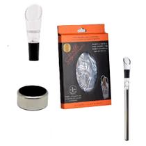Jogo para Vinho com Aerador Corta Gotas Bastão Resfriador Cooler Gel Acessórios Bar Sommelier Gourmet Elegante