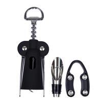 Jogo para Vinho Fracalanza Com 3 Acessórios Em Inox Preto Jogo para Vinho Fracalanza Com 3 Acessórios Em Inox Preto