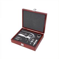 Jogo para vinho inox com caixa de madeira Uny Gift 6 peças