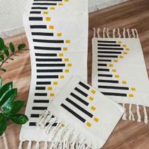 Jogo Passadeira 3 Peças Kit Tapetes Para Cozinha Algodão