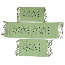 Jogo Passadeira com Nozinho 03 Peças Jogo de Tapete para Cozinha Geometrico 100% Algodão