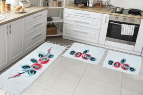 Jogo Passadeira Cozinha Kit 3 peças Mexicano Pintado a Mão Jogo Passadeira Cozinha Kit 3 peças Mexicano Pintado a Mão