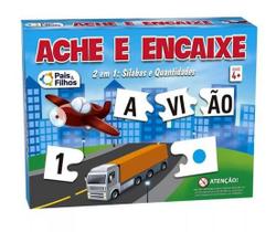 Jogo pedagogico ache e encaixe 2 em 1 quebra cabeça didatico - pais e filhos