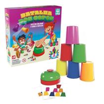 Jogo Pedagógico Batalha dos Copos Com 12 Copos Coloridos e Campainha Jogo Pedagógico Batalha dos Copos Com 12 Copos Coloridos e Campainha