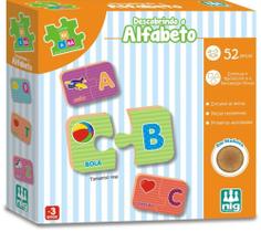 Jogo Pedagógico Descobrindo Letras do Alfabeto 52 Peças Madeira Educativo para Alfa - Nig Brinquedos