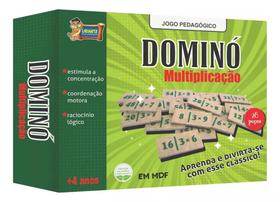 Jogo pedagógico Dominó Multiplicação 28 peças Educativas Ensino Infantil