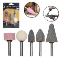 Jogo pedras de moagem para furadeira com 5 pontas montadas
