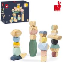 Jogo pedras equilibrio madeira 20 peças 2 a 6 anos janod